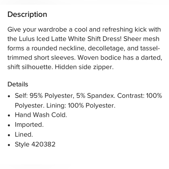 NWT Lulus Iced Latte Shift Mesh Mini Tassel Short Sleeve Dress in White XS - Picture 10 of 10